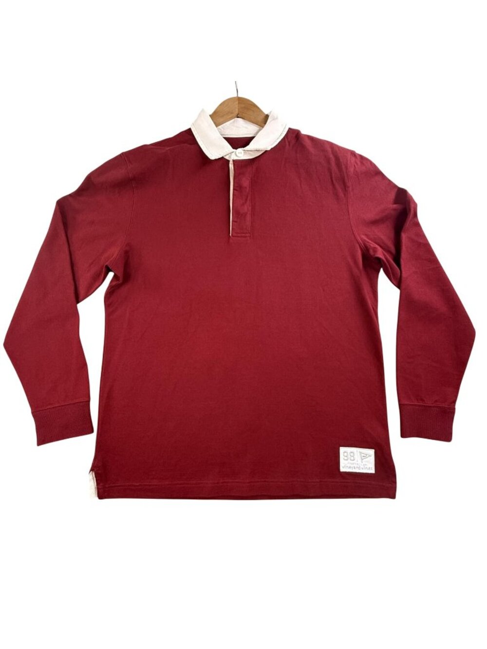 Vineyard Vines Rugby Polo Shirt Men Medium Red Long Sleeve Organic Cotton Preppy